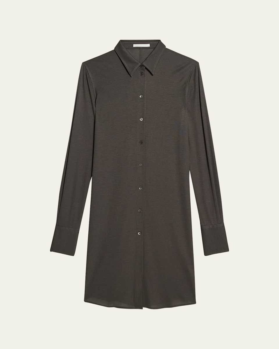 Ribbed Button-Front Dress